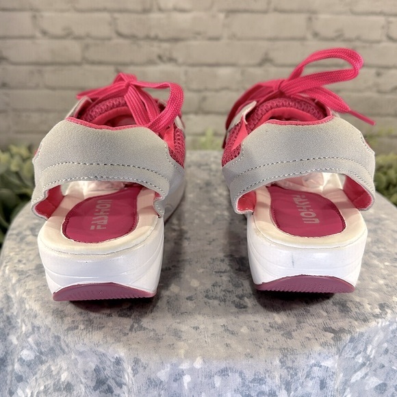 FASHION - Pink & Gray Mesh Knit Open Toe Platform Muffin Sandals WMS 7M🩷NWOT🩶 - Picture 3 of 11